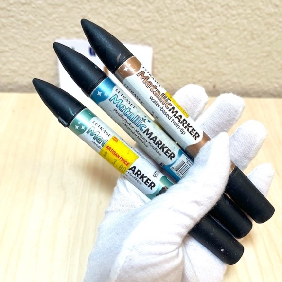 Letraset Other - Set of 3 Letraset Metallic Dual Tip markers/Pens.Gold, Green, Blue. GUC